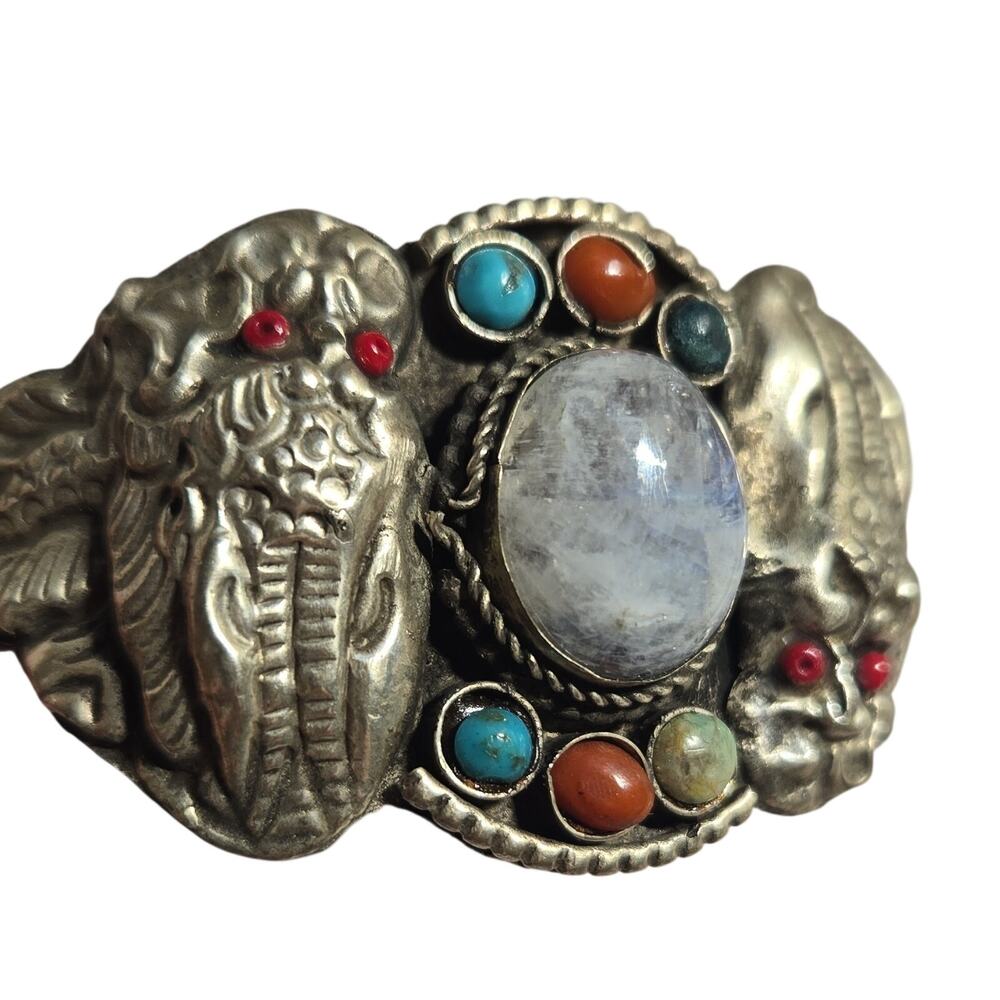 Vintage handcrafted Tibetan Dragon cuff bracelet